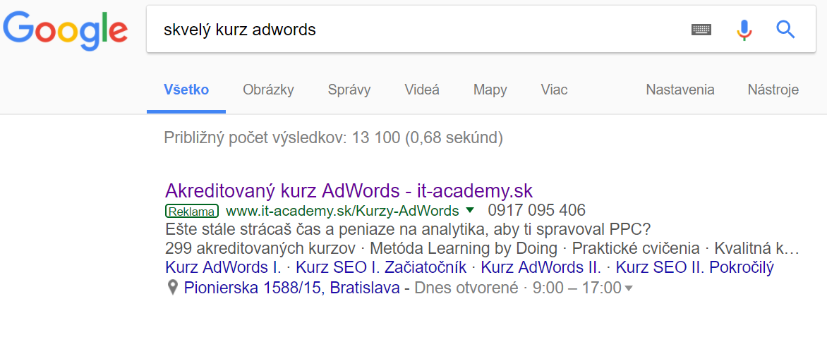 akreditované kurzy Google AdWords